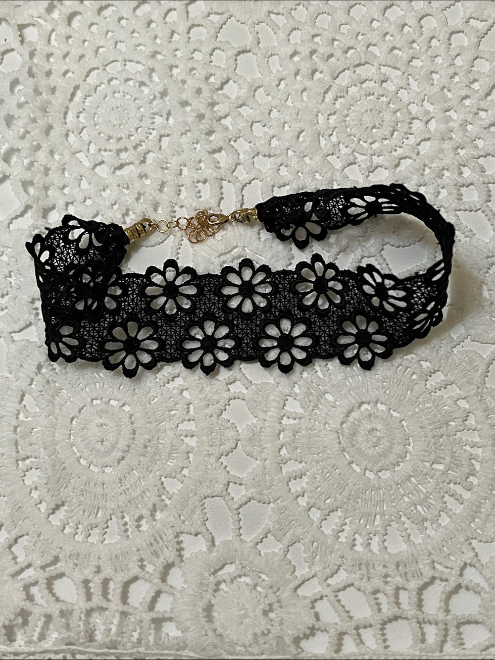 Frasier Sterling Black Floral Lace Choker Necklace